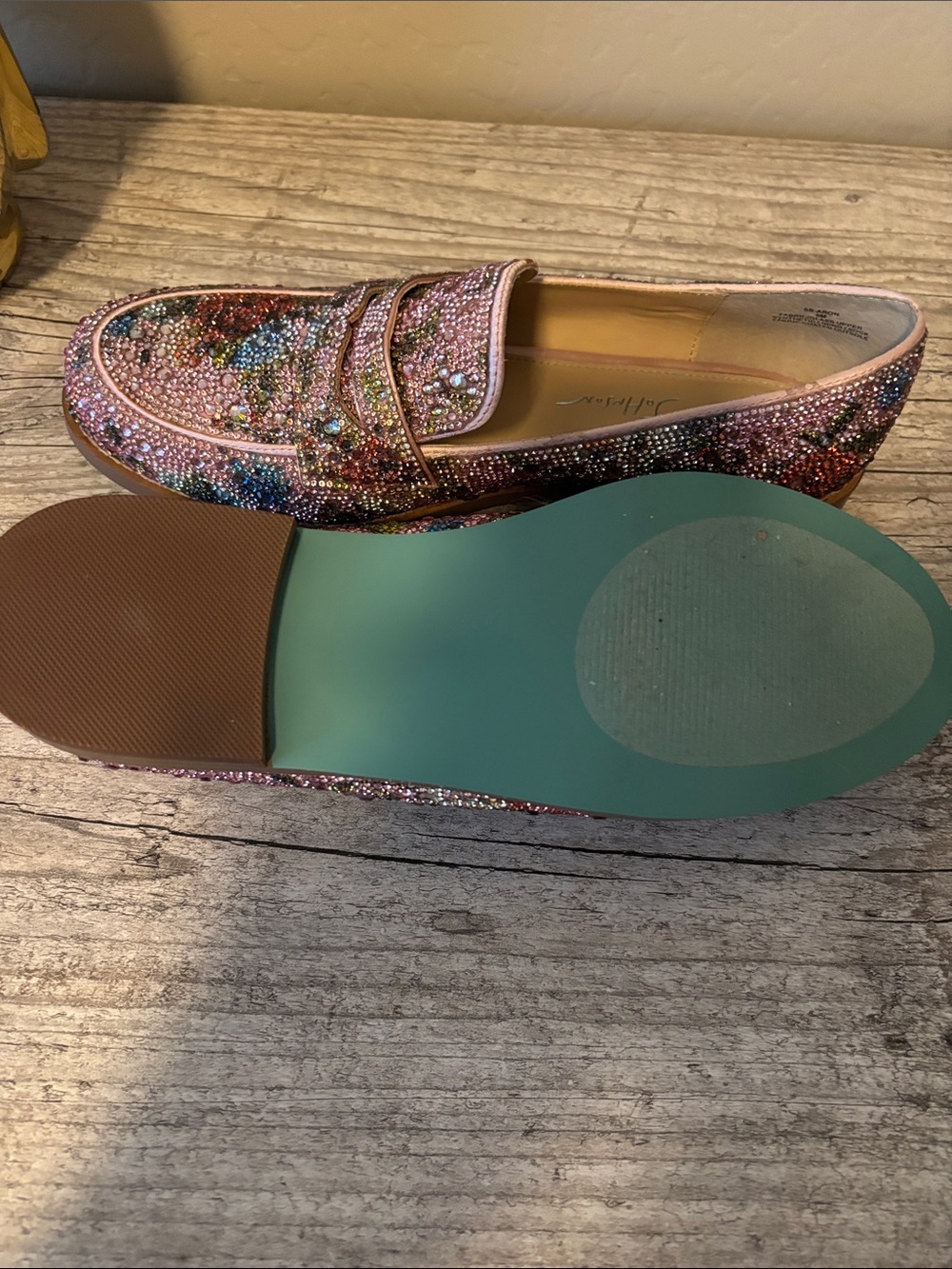 Betsey Johnson Pink Crystal Floral Loafers - Picture 2 of 3